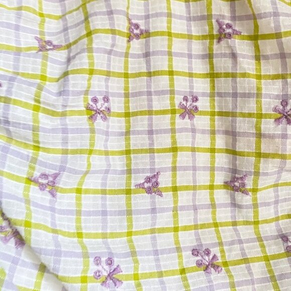 NWT Zara Gingham Floral Embroidered Gathered Puff Sleeve Mini Dress L - Picture 4 of 5